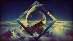 Mountains moon triangles abstract imagination skies Photo 