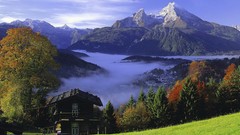 Mountains nature forests mist