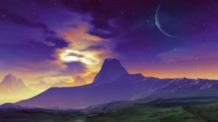 Mountains nature moon