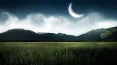 Mountains nature moon fields