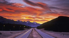 Mountains nature roads skies