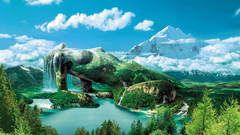 Mountains nature surreal art