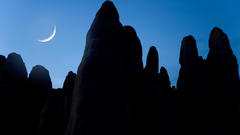 Mountains night moon Arches