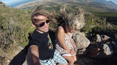 Mountains ocean blondes blue skies gopro wide-angle