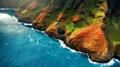 Mountains ocean Rocky shore HDR Photography
