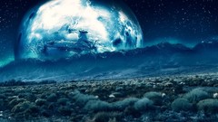 Mountains outer space Stars