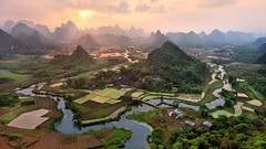 Mountains rivers aerial view