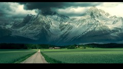 Mountains roads fields