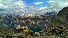 Mountains rock nature clouds sky snow Green brown blue