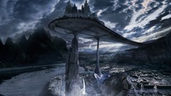 Mountains rocks cityscapes sergey musin fantasy art