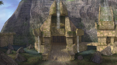 Mountains rocks halo waterfalls