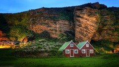 Mountains rocks houses