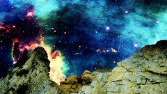Mountains rocks outer space artwork