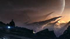 Mountains science fiction artwork Desktopography