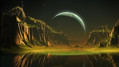 Mountains serenity moon abstract