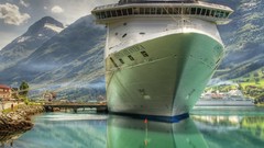 Mountains ships reflections cruise