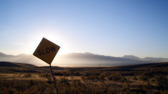 Mountains signs slow outdoors