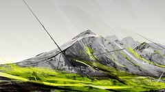 Mountains sky light paint Desktopography