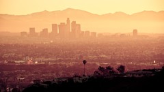 Mountains Skyscrapers Los Angeles silhouettes architecture USA 