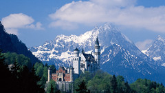 Mountains snow Castles Trees