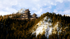 Mountains snow forests asian