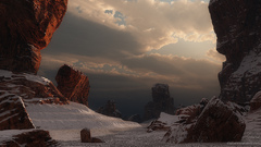 Mountains snow rocks cliffs