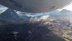 Mountains spaceships science fiction cityscapes concept art 