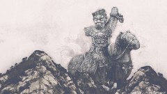 Mountains statues monochrome artwork