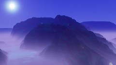 Mountains sun blue skies