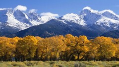 Mountains Trees clouds grass nature