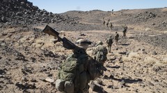 Mountains War Army soldiers French military Africa patrol rocks 