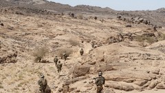 Mountains War Army soldiers French military Africa rocks 