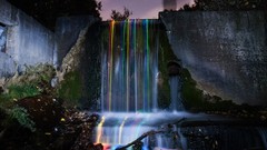 Mountains waterfalls multicolor