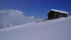 Mountains winter snow cabin