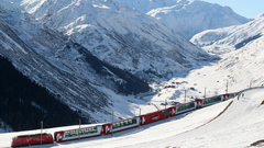 Mountains winter snow trains