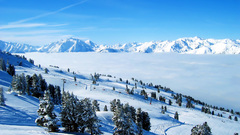 Mountains winter Trees ski