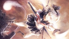 Movement weapons Katana samurai socks white hair red eyes 