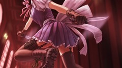 Movement weapons running dress Knives white hair red eyes 