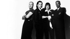 Movies black and white Pulp Fiction Bruce Willis Uma Thurman 