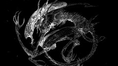 Movies black background science fiction fan art alien xenomorph 