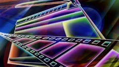 Movies film multicolor line drawing clapboard