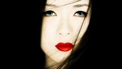 Movies geisha Ziyi Zhang asians blue eyes red lipstick