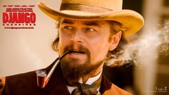 Movies hats Leonardo DiCaprio widescreen smoking pipes western 
