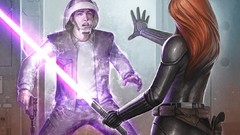 Movies Men woman star wars science fiction lightsabers redheads 