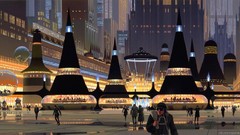 Movies paintings star wars science fiction cityscapes concept 