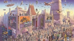 Movies star wars theater spaceships science fiction cityscapes 