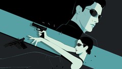 Movies Trinity matrix neo Keanu Reeves Carrie-Anne Moss fan art 