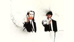Movies white background Pulp Fiction John Travolta samuel l 