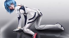 Movies woman Anime Manga red eyes blue hair anime girls fan art 