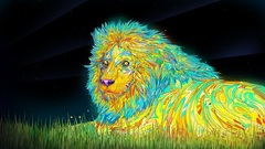 Multicolor Animals artwork Lions